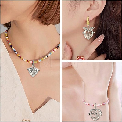 6Pcs 3 Styles Brass & Alloy  Bead Cage Pendants FIND-YW0011-82-1