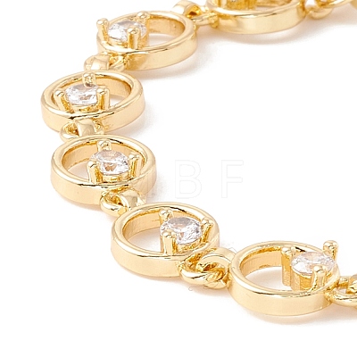 Clear Cubic Zirconia Open Ring Link Chains Bracelet BJEW-I301-10G-1