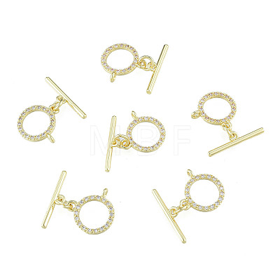 Brass Micro Pave Clear Cubic Zirconia Toggle Clasps KK-N259-22-1