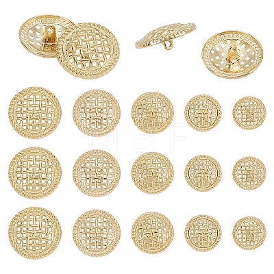 60Pcs 5 Styles 1-Hole Alloy Hollow Shank Buttons BUTT-GA0001-47-1