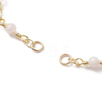 Brass & Natural Morganite Handmade Beaded Link Chain Bracelet Making AJEW-JB01150-39-1