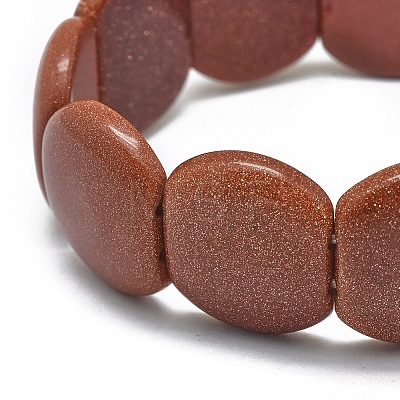 Synthetic Goldstone Beads Stretch Bracelets BJEW-G617-04B-01-1