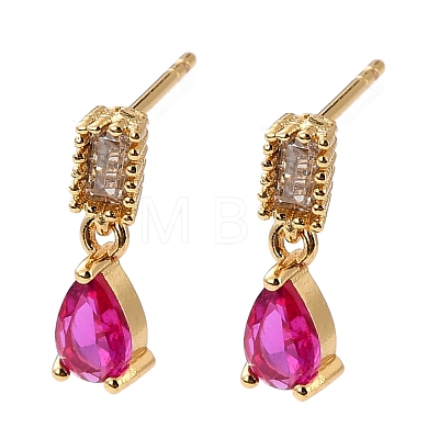 Heart Cubic Zirconia Drop Earrings for Her EJEW-C002-17G-RS-1