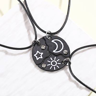 3Pcs Star & Moon & Sun Friendship Alloy Enamel Pendant Necklaces FS-WG4D9F6-02-1