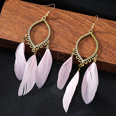 Alloy Horse Eye with Feather Dangle Earrings FS-WGC7A14-02-1