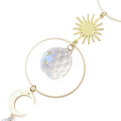 Brass Moon Sun Hanging Ornaments HJEW-JM02096-1