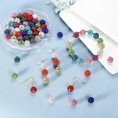 60Pcs 12 Colors Polymer Clay Rhinestone Beads RB-SZ0001-05-1