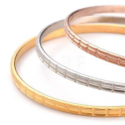 3Pcs 3 Colors Women's Simple Fashion 304 Stainless Steel Stackable Buddhist Bangles BJEW-H547-05-1
