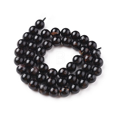 Natural Black Tourmaline Beads Strands G-F666-05-8mm-1