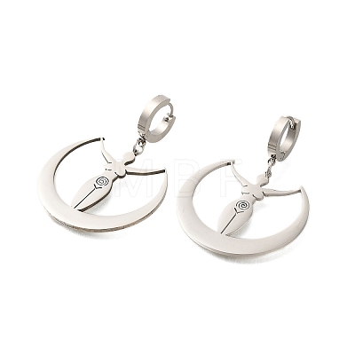 304 Stainless Steel Mythology Moon Goddess Amulet Hoop Earrings for Women EJEW-S239-02P-1