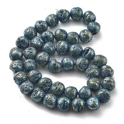 Electroplated Natural Lava Rock Beads Strands G-A251-D01-01A-1