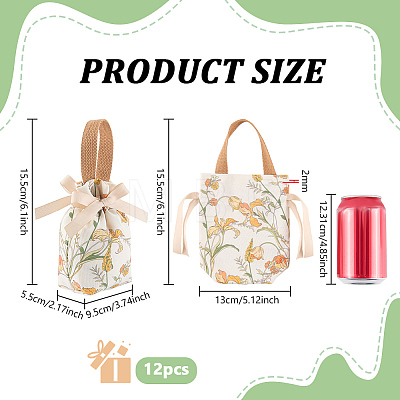 Flower Print Canvas Cloth Wedding Candy Tote Bags ABAG-WH0072-044B-1