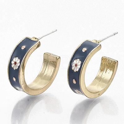 Golden Plated Alloy Enamel Stud Earrings EJEW-N009-02-1