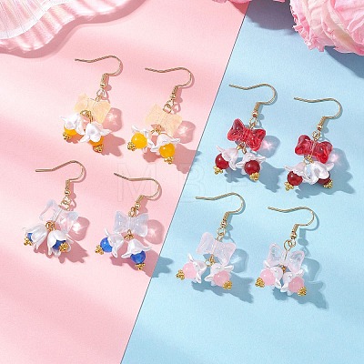Bowknot Glass Dangle Earrings EJEW-JE06856-1