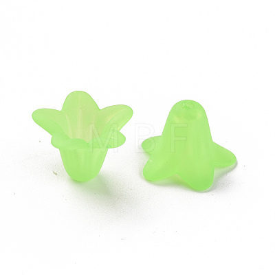 Green Frosted Transparent Acrylic Flower Beads X-PLF018-05-1