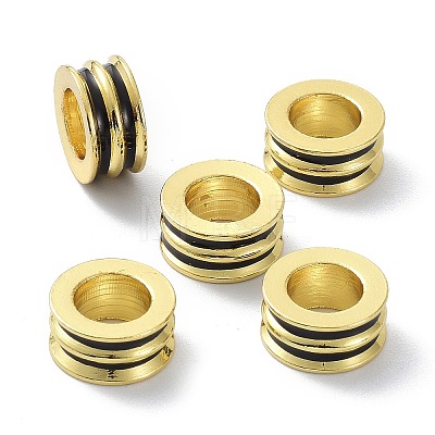 Eco-Friendly Brass Enamel European Beads KK-B047-05G-01-1