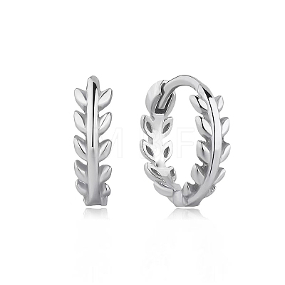 S925 Sterling Silver Leaf Hoop Earrings Fashionable and Delicate Ear Jewelry FP4888-2-1