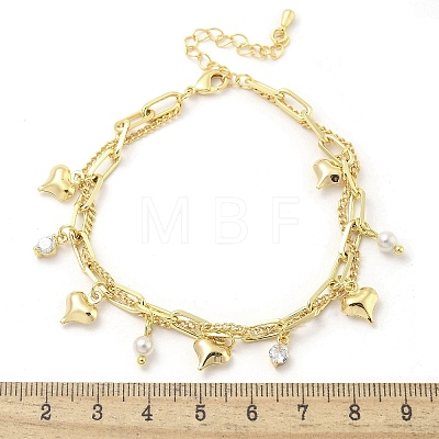 Brass Micro Pave Clear Cubic Zirconia Charm Bracelets BJEW-C083-14G-1