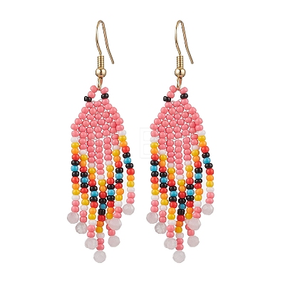 Bohemian Glass Seed Beads Dangle Earrings EJEW-MZ00338-1