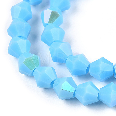 Opaque Solid Color Electroplate Glass Beads Strands EGLA-A039-P6mm-L12-1