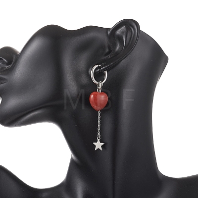 Valentine's Day Heart 304 Stainless Steel Hoop Earrings EJEW-TA00799-02-1