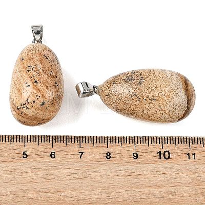 Natural Picture Jasper Tumbled Stone Pendants GG-K002-06F-1