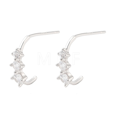 925 Sterling Silver Micro Pave Clear Cubic Zirconia Stud Earrings for Women EJEW-F342-02P-1