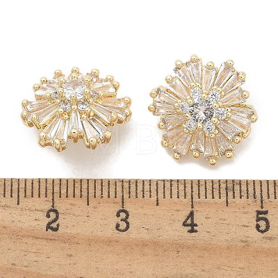 Rack Plating Brass Micro Pave Clear Cubic Zirconia Buttons KK-K293-14G-1