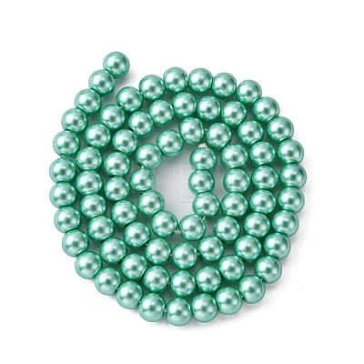 Eco-Friendly Dyed Glass Pearl Bead Strands HY-A008-6mm-RB-M-1