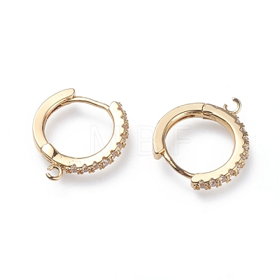 Brass Micro Pave Cubic Zirconia Huggie Hoop Earring Findings ZIRC-G156-07G-1