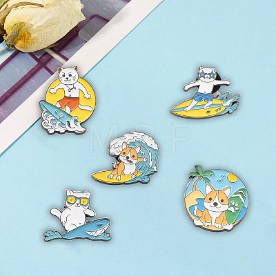 5Pcs 5 Style Animal Alloy Enamel Brooches for Backpack Clothes JEWB-SZ0001-39-1