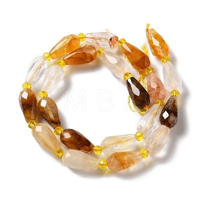 Natural Yellow Hematoid Quartz/Golden Healer Quartz Beads Strands G-B028-A08-1
