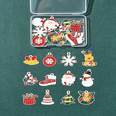 24Pcs 12 Styles Christmas Theme Spray Painted Alloy Enamel Pendants ENAM-FS0002-19P-1