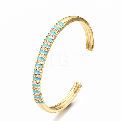 Brass Micro Pave Clear Cubic Zirconia Cuff Bangles BJEW-N302-005C-NF-1