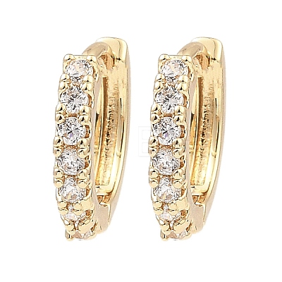 Brass with Cubic Zirconia Hoop Earrings EJEW-D078-32KCG-1