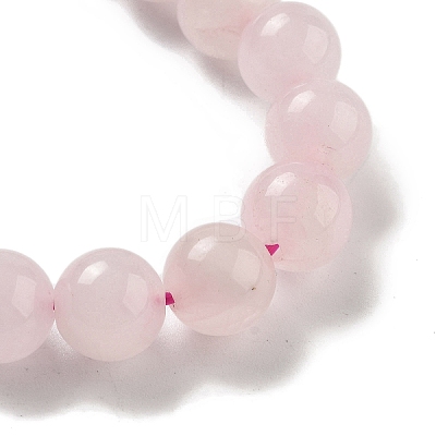 Round & Cat Head Natural Rose Quartz Beaded Stretch Bracelets for Women BJEW-K251-03C-1