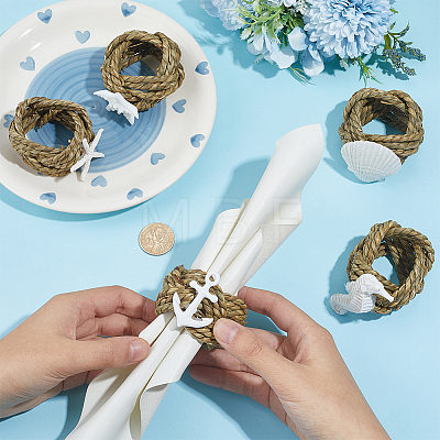 5Pcs 5 Styles Gourd Grass with Opaque Resin Napkin Rings AJEW-PH01702-1