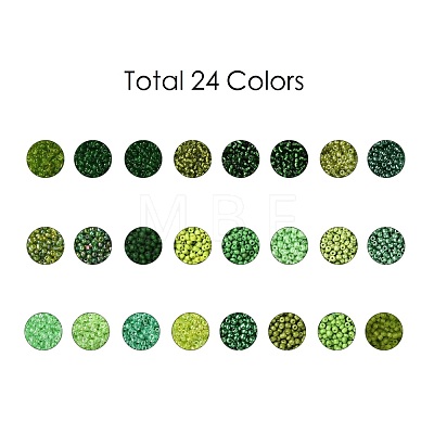 Green Series 600G 24 Colors Glass Seed Beads SEED-JP0008-04-3mm-1