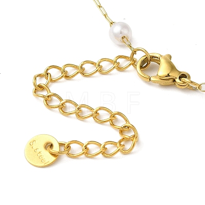 304 Stainless Steel & Plastic Pearl Link Chain Necklaces for Women NJEW-K383-04B-G-1