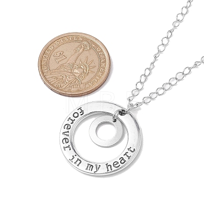 201 Stainless Steel and Alloy Round with Word Forest In My Heart Pendant Necklace NJEW-JN04697-01-1