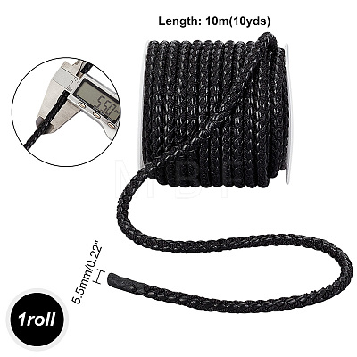 10M Round Braided PU Leather Cord WL-WH0007-02-1