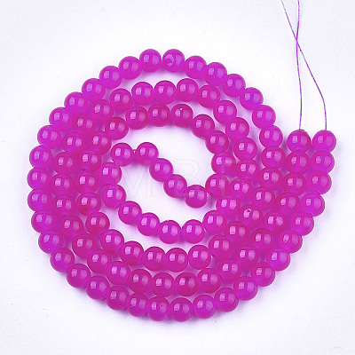 Baking Painted Imitation Jade Glass Round Bead Strands DGLA-Q021-8mm-04-1