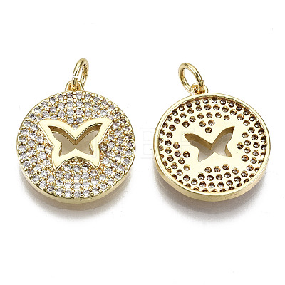 Brass Micro Pave Clear Cubic Zirconia Pendants ZIRC-S067-100-NF-1