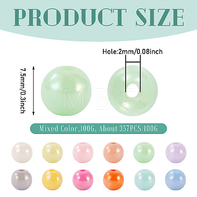 100G 357Pcs Opaque Acrylic Beads OACR-TA0004-15-1