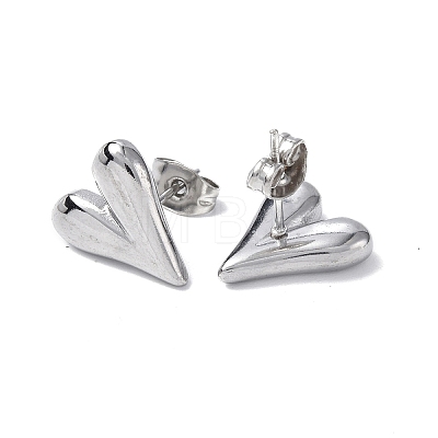 304 Stainless Steel Heart Stud Earrings for Women X-EJEW-F300-09P-1