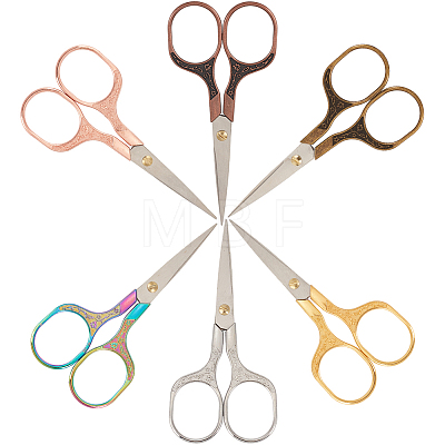 6Pcs 6 Colors Stainless Steel Embroidery Scissors AJEW-CY0003-16-1
