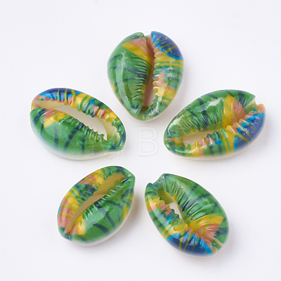 Printed Cowrie Shell Beads X-SHEL-S274-27A-1