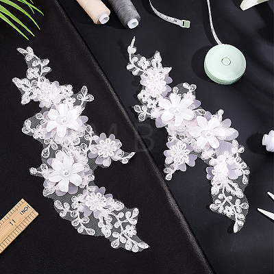 Flower Pattern Polyester Computerized Embroidered Appliques DIY-WH0387-36A-1