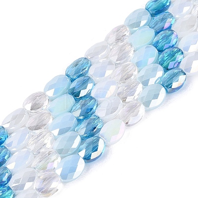Electroplate Imitation Jade & Opaque & Transparent Glass Beads Strands EGLA-Q135-6x8MM-01F-1