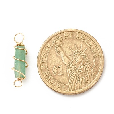 Natural Green Aventurine Connector Charms PALLOY-JF01580-03-1